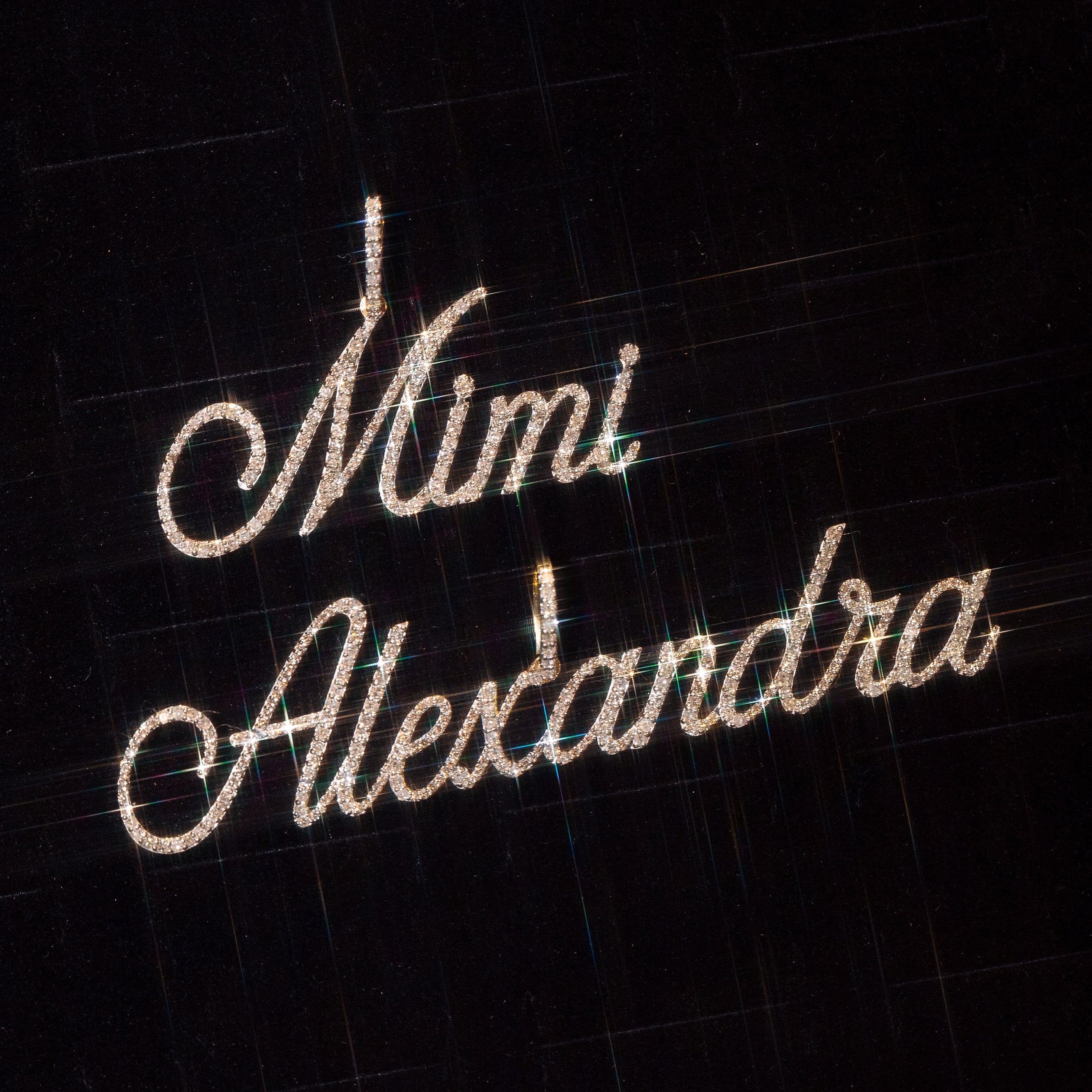 Gold ALEXANDRA Name Pendant 1-1/3 Cttw Round Natural Diamond Womens (4.28 grams)