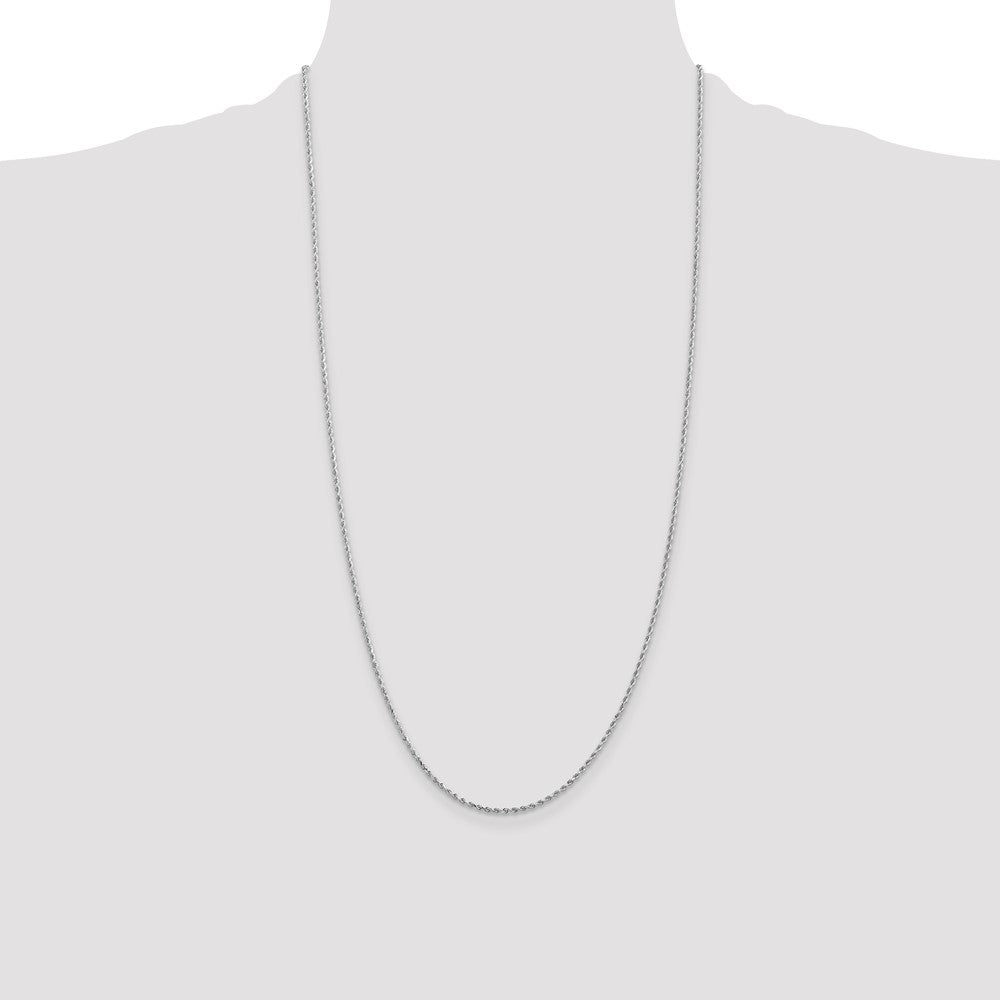 10k White Gold 1.5 mm Diamond-cut Rope Chain (3.2 grams)