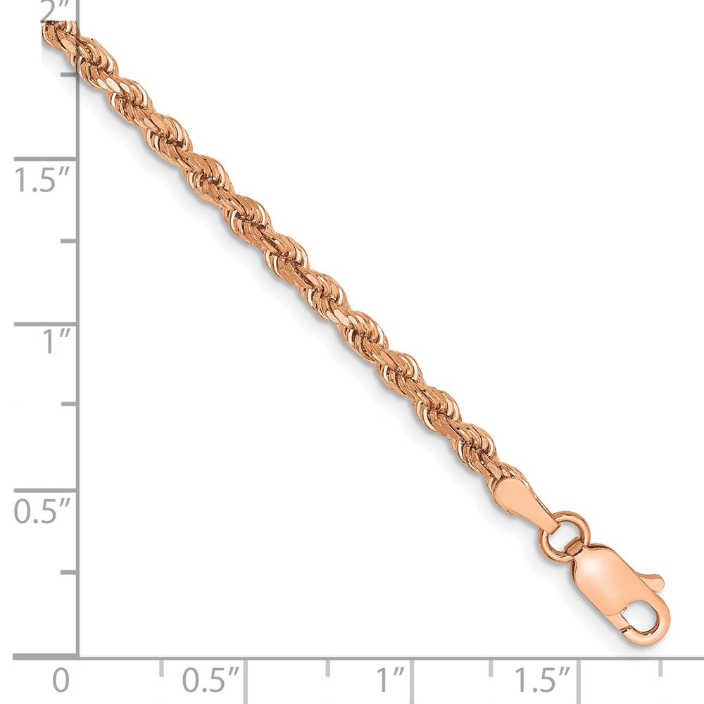 14k Rose Gold 2.75mm Diamond-cut Rope with Lobster Clasp Chain Bracelet (5.00 grams)
