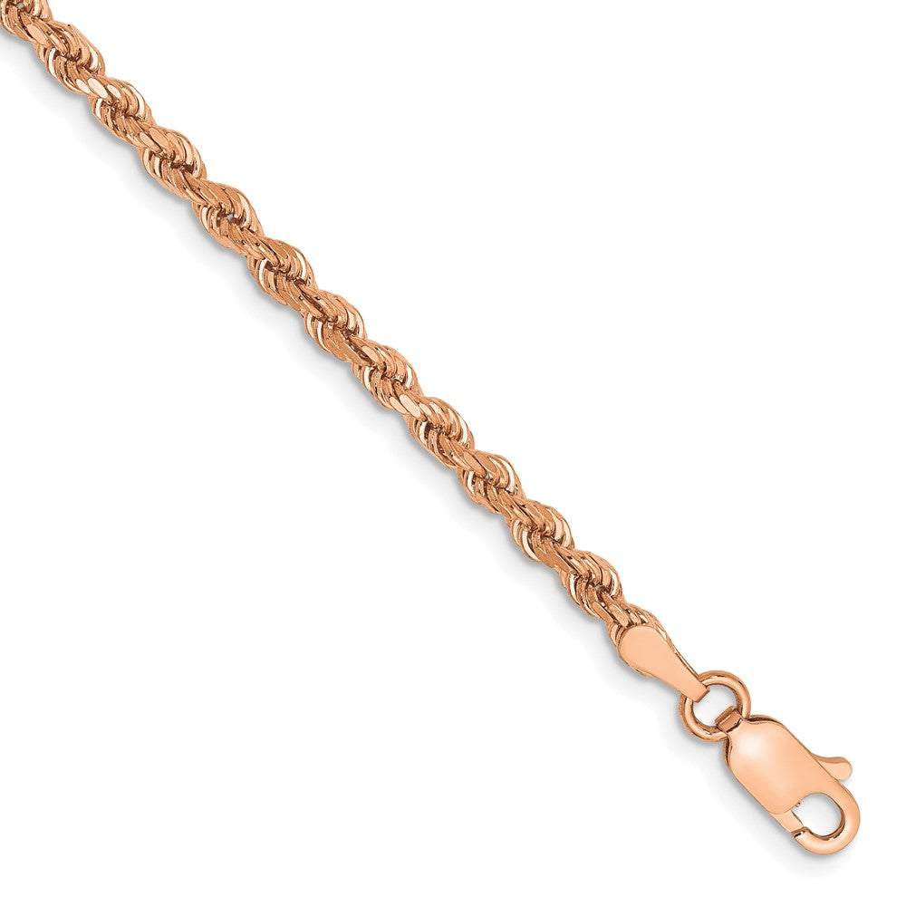 14k Rose Gold 2.75mm Diamond-cut Rope with Lobster Clasp Chain Bracelet (5.00 grams)