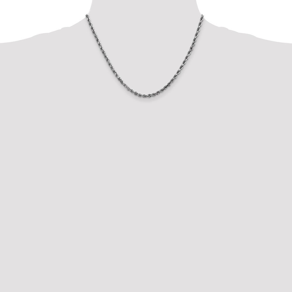 10k White Gold 3.5 mm Diamond-cut Rope Chain (16.34 grams)