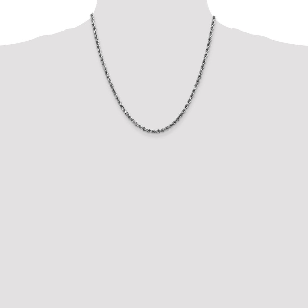 10k White Gold 3.5 mm Diamond-cut Rope Chain (16.34 grams)