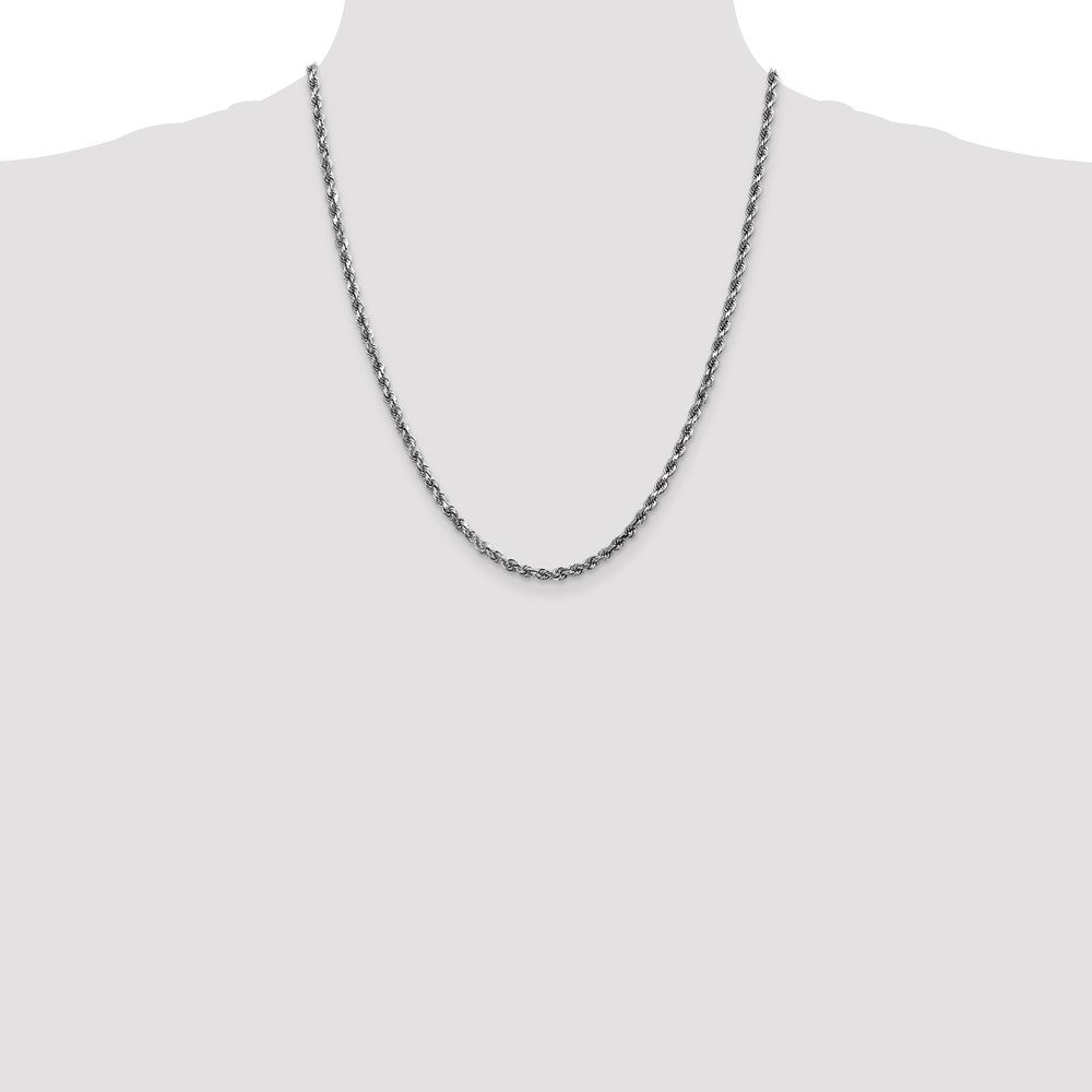 10k White Gold 3.5 mm Diamond-cut Rope Chain (16.34 grams)