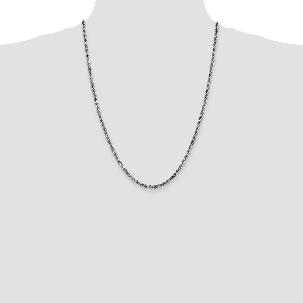 10k White Gold 3.5 mm Diamond-cut Rope Chain (16.34 grams)