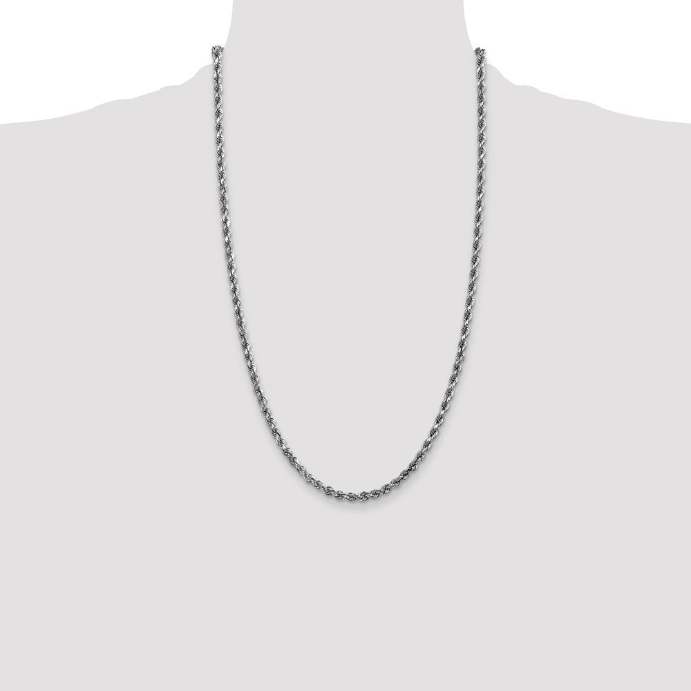 10k White Gold 3.5 mm Diamond-cut Rope Chain (16.34 grams)