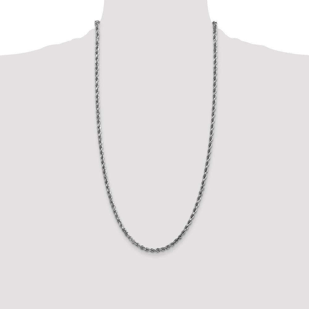 10k White Gold 3.5 mm Diamond-cut Rope Chain (16.34 grams)