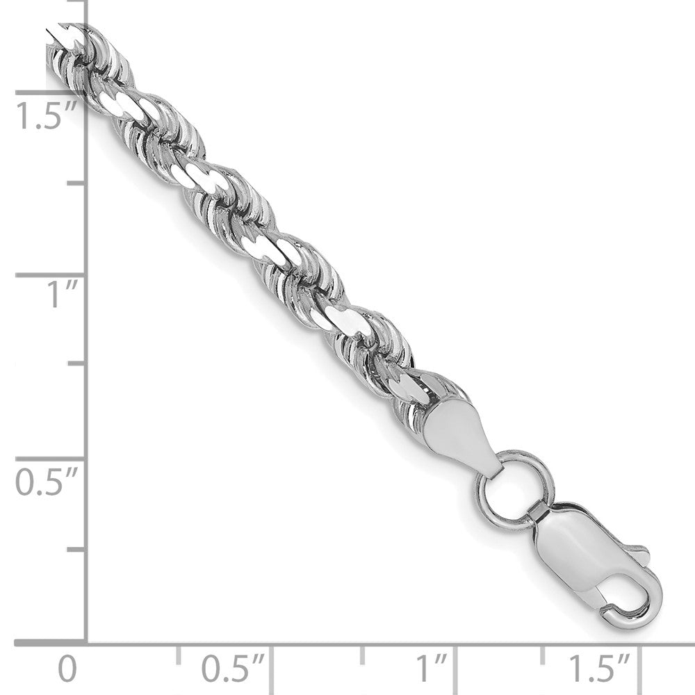 14k White Gold 4.5mm D/C Rope with Lobster Clasp Chain Bracelet (12.23 grams)