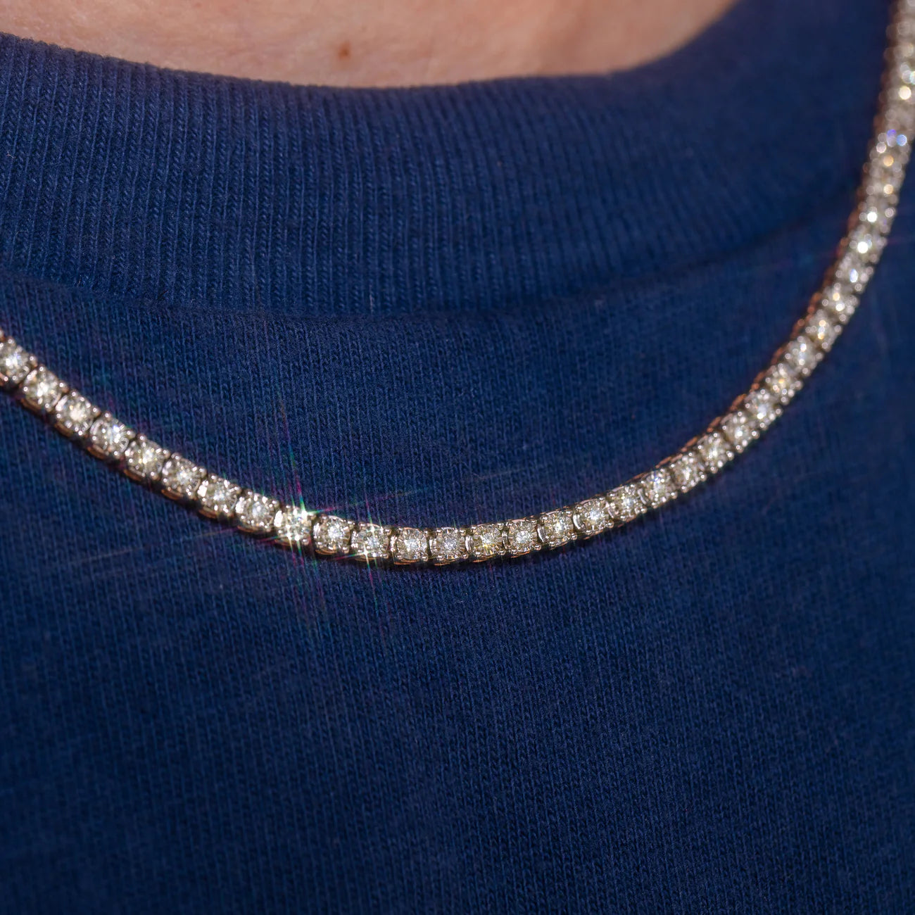 Silver 18-inch Solitaire Link Tennis Necklace 1-1/5 Cttw Natural Diamond Mens (16.75 grams)