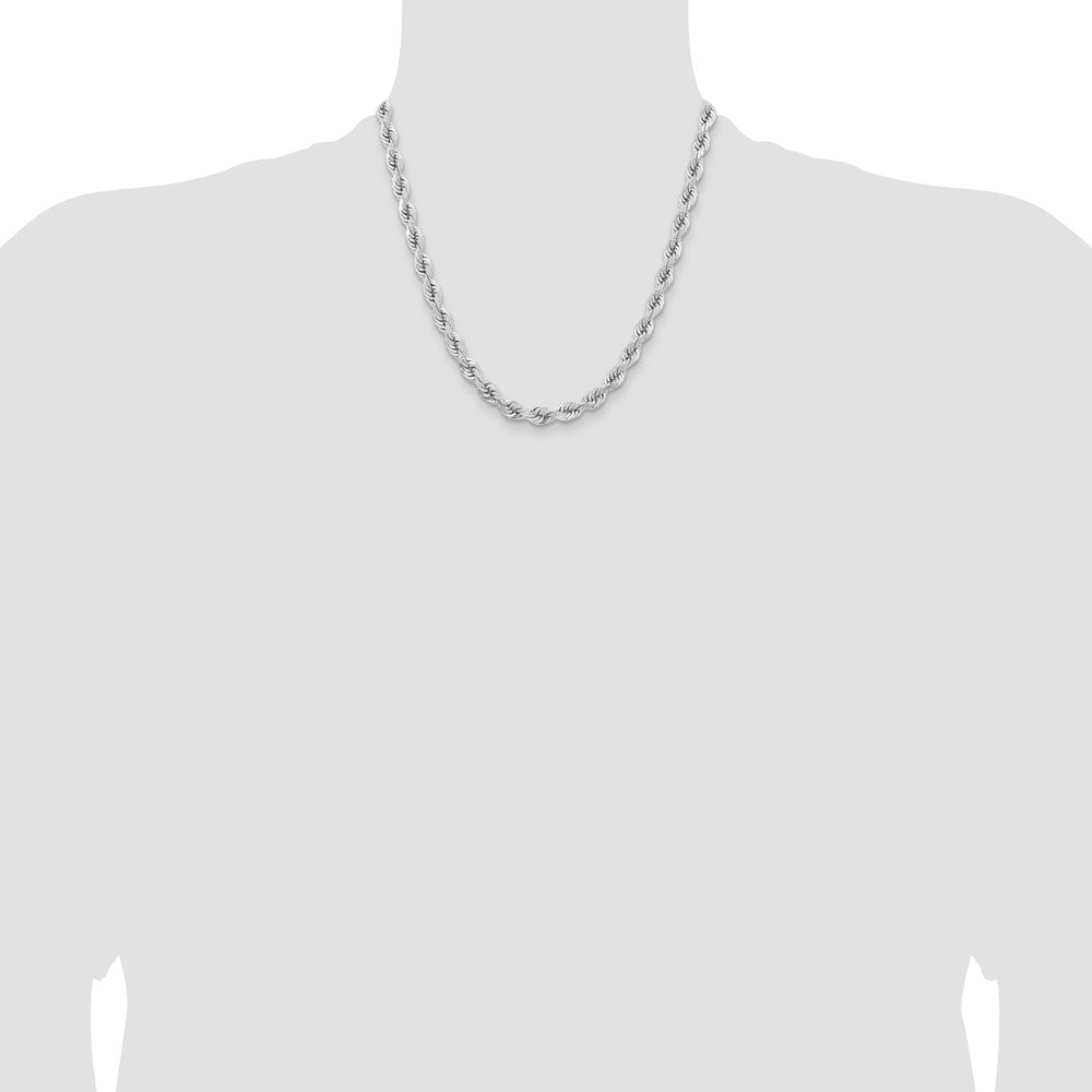 14k WG 6.5mm D/C Rope with Fancy Lobster Clasp Chain (73.55 grams)