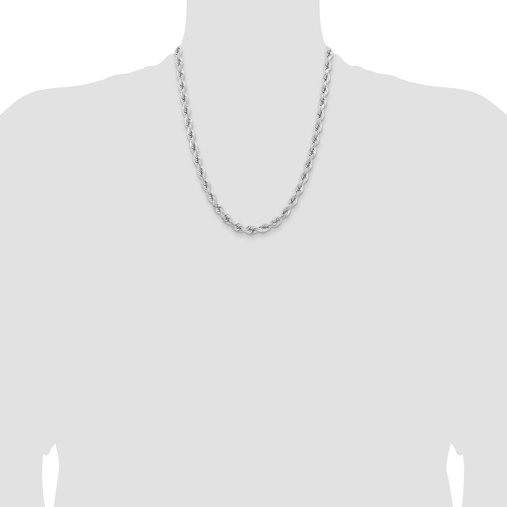 14k WG 6.5mm D/C Rope with Fancy Lobster Clasp Chain (73.55 grams)