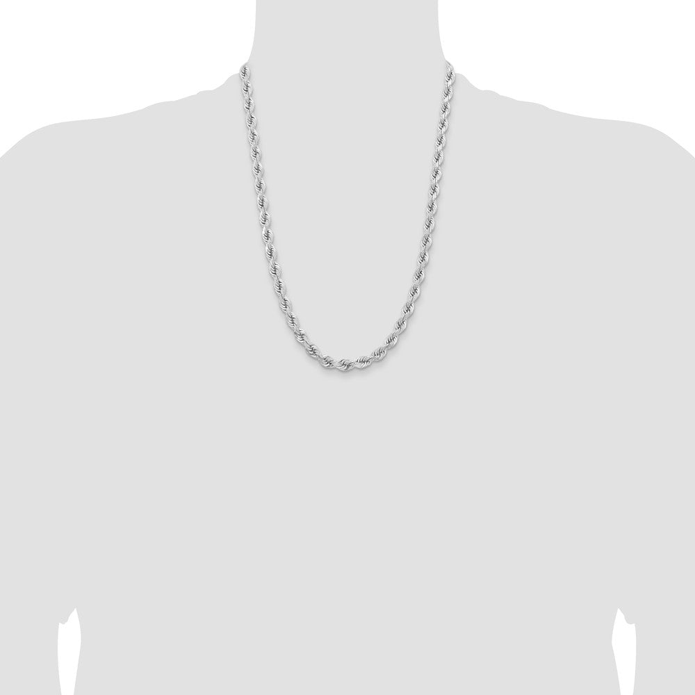 14k WG 6.5mm D/C Rope with Fancy Lobster Clasp Chain (73.55 grams)