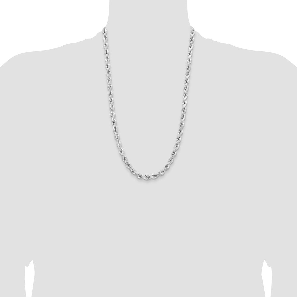 14k WG 6.5mm D/C Rope with Fancy Lobster Clasp Chain (73.55 grams)