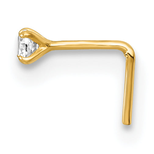 10k Polished 23 Gauge 2.0mm CZ Nose Stud (0.15 grams)