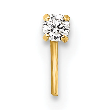 10k Polished 23 Gauge 2.0mm CZ Nose Stud (0.15 grams)