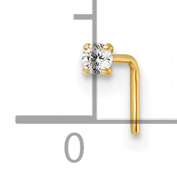 10k Polished 23 Gauge 2.0mm CZ Nose Stud (0.15 grams)