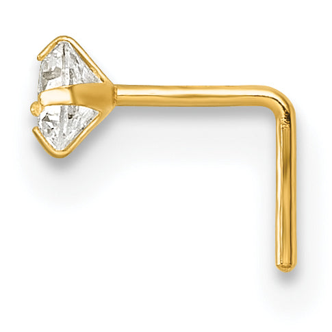 10k Polished 23 Gauge 3.0mm CZ Nose Stud (0.16 grams)