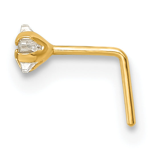 10k Polished 23 Gauge CZ Star Nose Stud (0.15 grams)