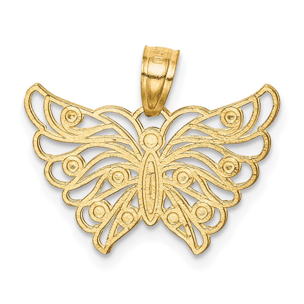 10k Yellow w/Rhodium 19 mm Butterfly Pendant (0.85 grams)