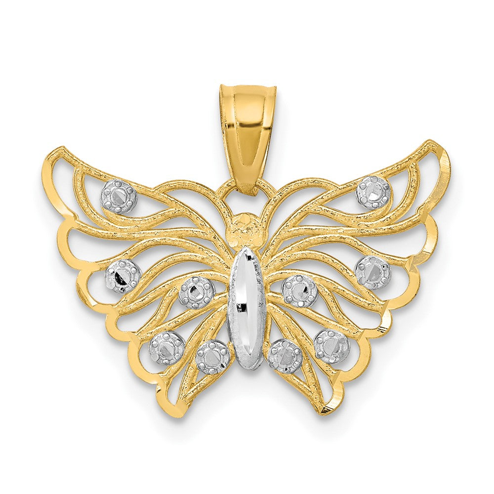 10k Yellow w/Rhodium 19 mm Butterfly Pendant (0.85 grams)