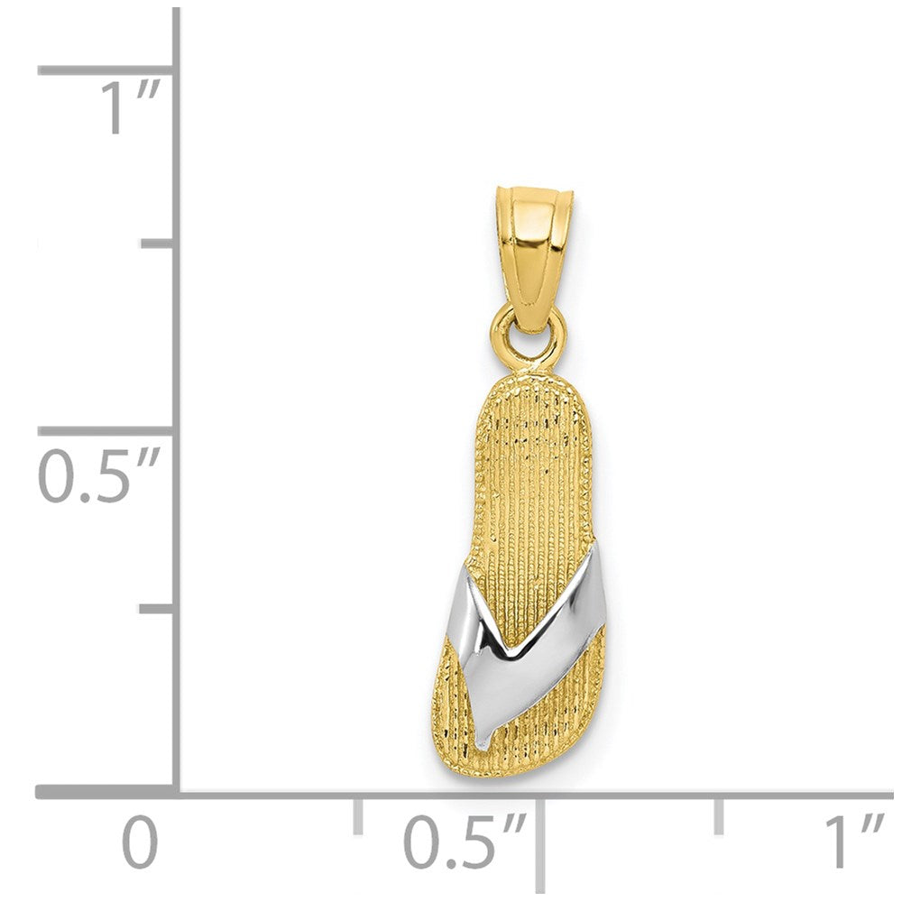 10k Yellow w/Rhodium 6 mm Flip Flop Charm (0.8 grams)