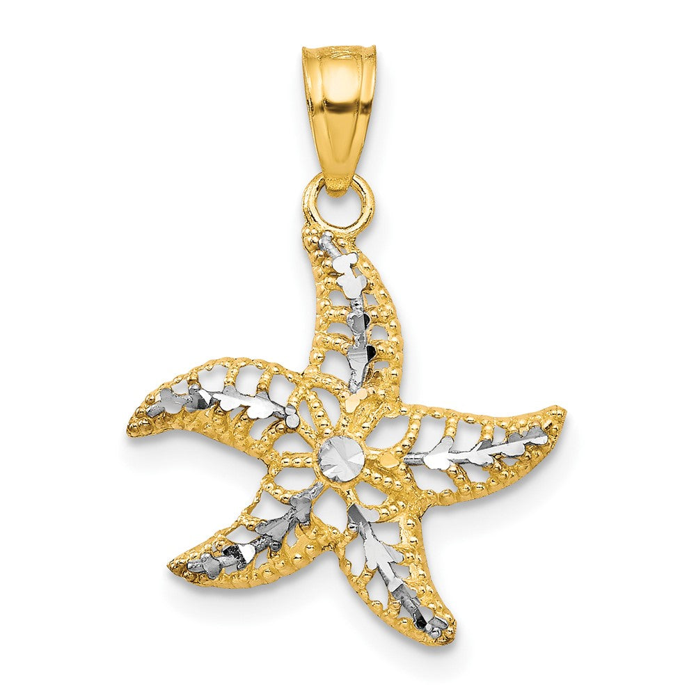 10k Yellow w/Rhodium 16 mm Starfish Charm (0.5 grams)