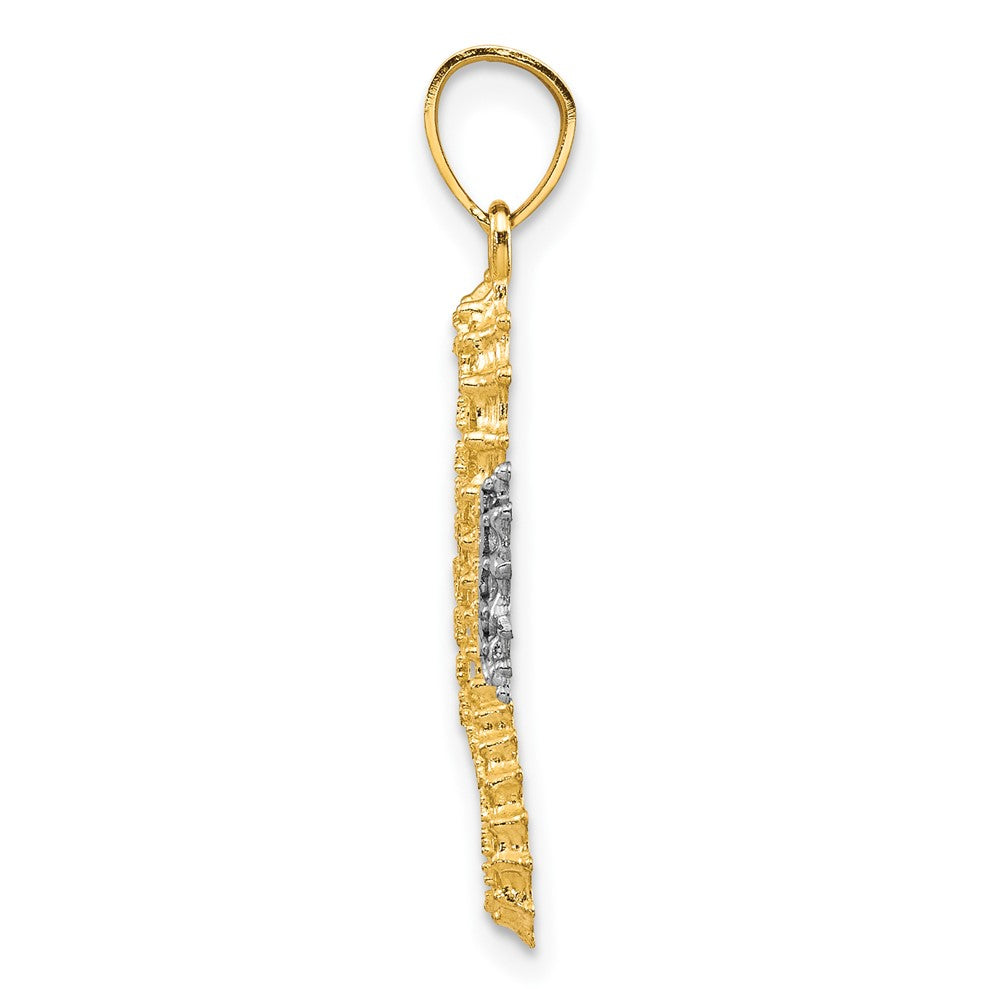 10k Yellow w/Rhodium 11 mm Seahorse Charm (0.67 grams)