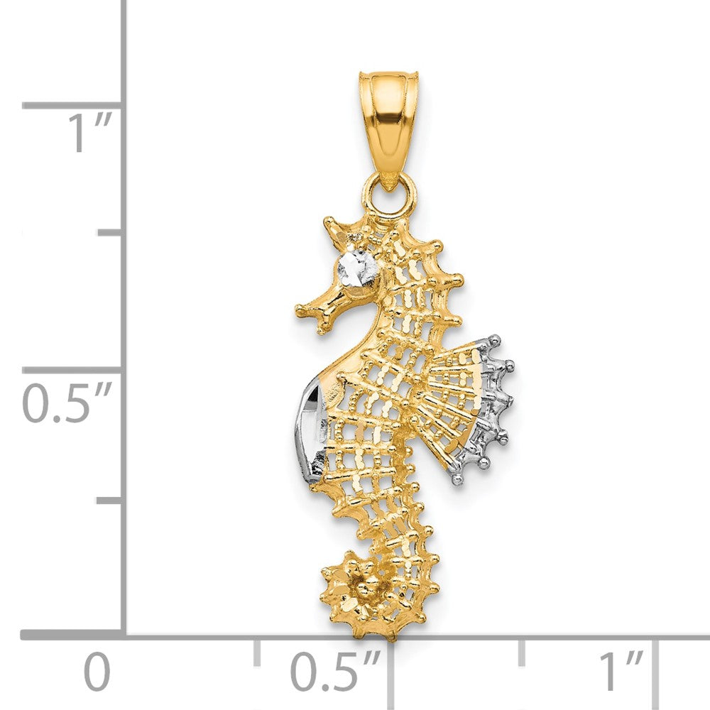 10k Yellow w/Rhodium 11 mm Seahorse Charm (0.67 grams)