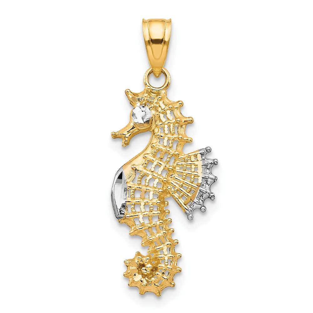 10k Yellow w/Rhodium 11 mm Seahorse Charm (0.67 grams)