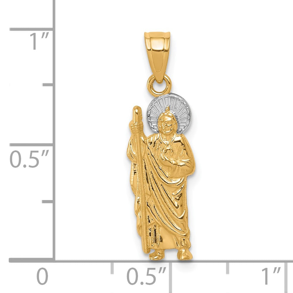 10k Yellow w/Rhodium 6 mm Saint Jude Charm (0.76 grams)