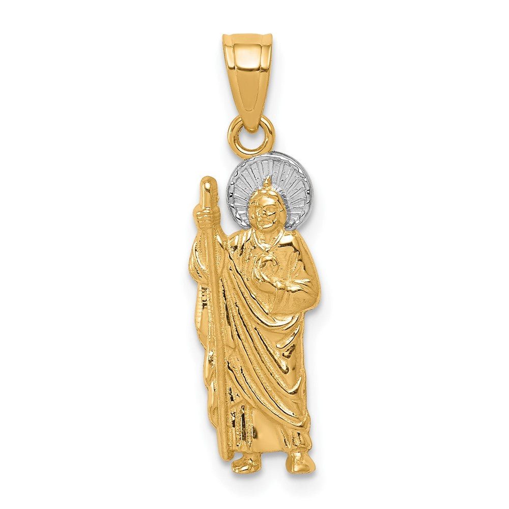 10k Yellow w/Rhodium 6 mm Saint Jude Charm (0.76 grams)