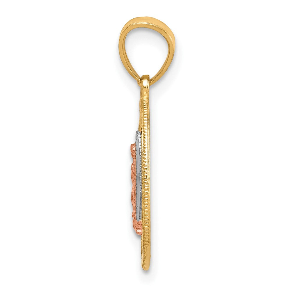 10k Two-tone 11 mm Our Lady of Guadalupe Pendant (0.83 grams)