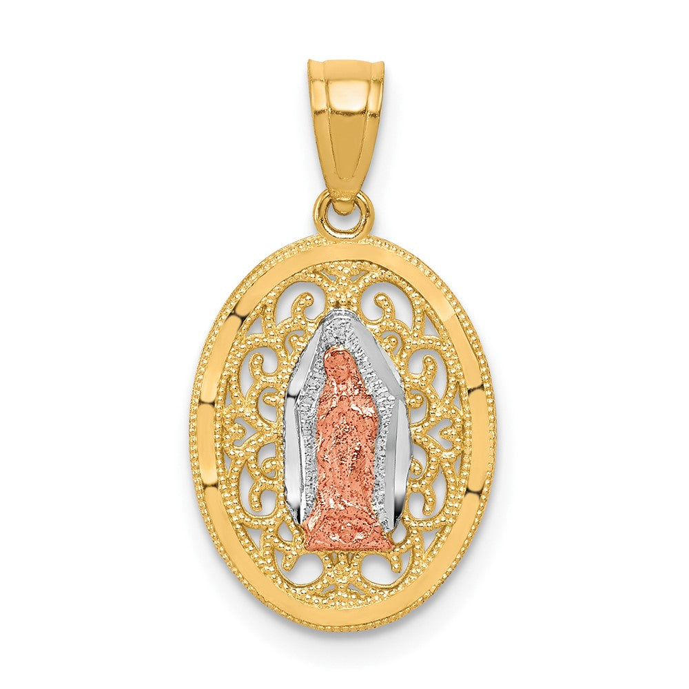 10k Two-tone 11 mm Our Lady of Guadalupe Pendant (0.83 grams)