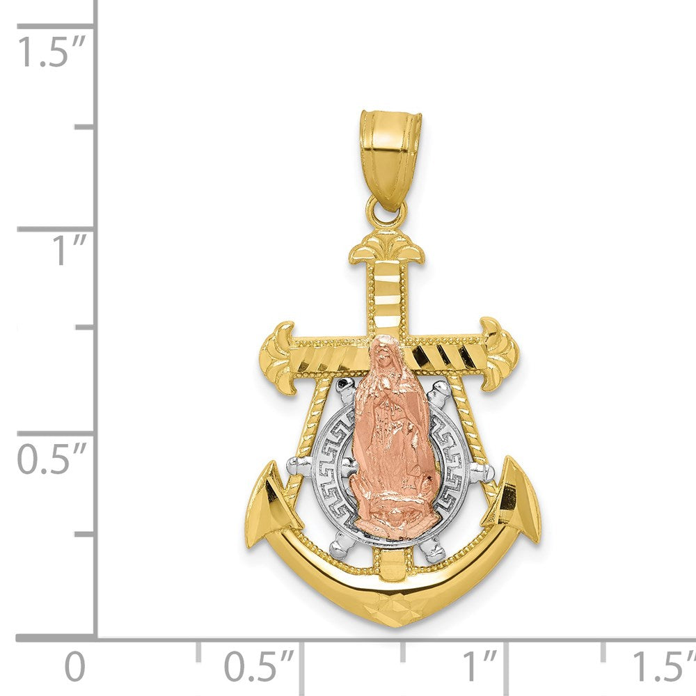 10k Two-tone 21 mm Mariner Blessed Mother Pendant (1.65 grams)