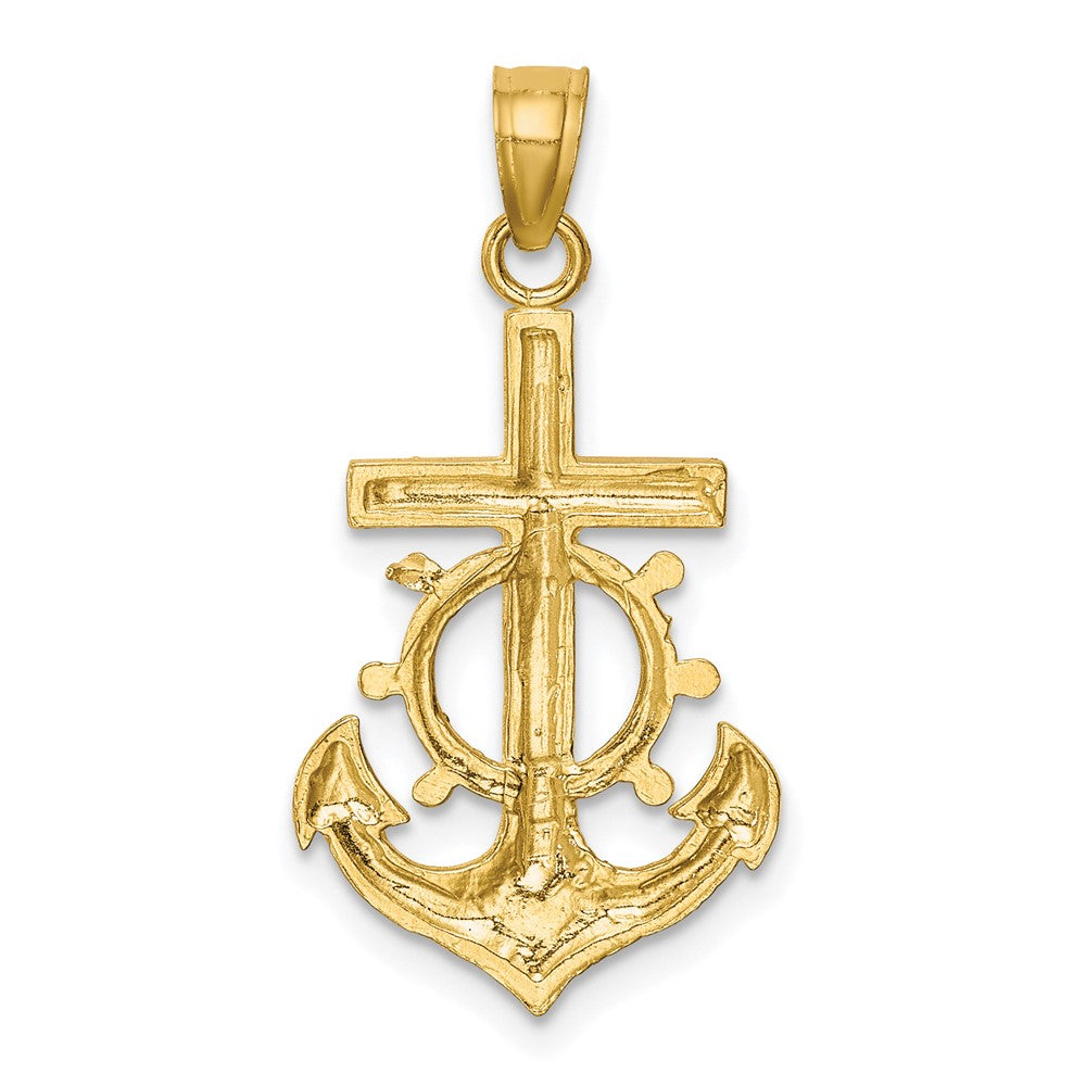 10k Yellow Gold 16 mm Mariner Jesus Crucifix Pendant (1.1 grams)