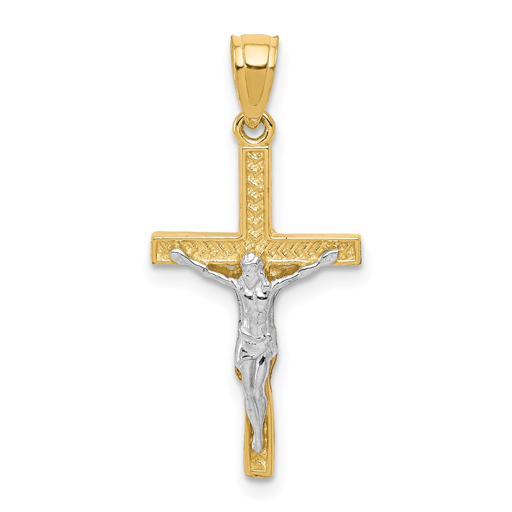 10k Yellow w/Rhodium 13 mm  Jesus Crucifix Pendant