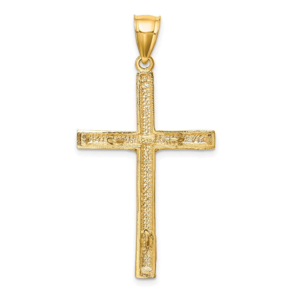 10k Yellow w/Rhodium 21 mm Diamond-Cut Jesus Crucifix Pendant (1.91 grams)
