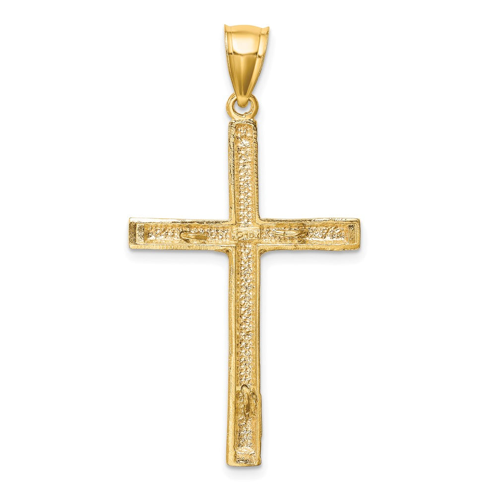 10k Yellow w/Rhodium 21 mm  Diamond-Cut Jesus Crucifix Pendant