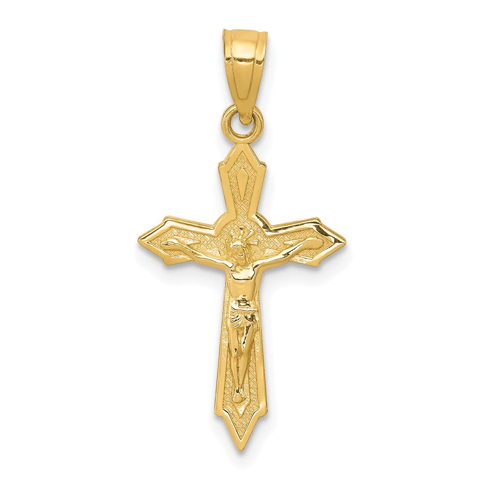 10k Yellow Gold 13 mm Jesus Crucifix Pendant