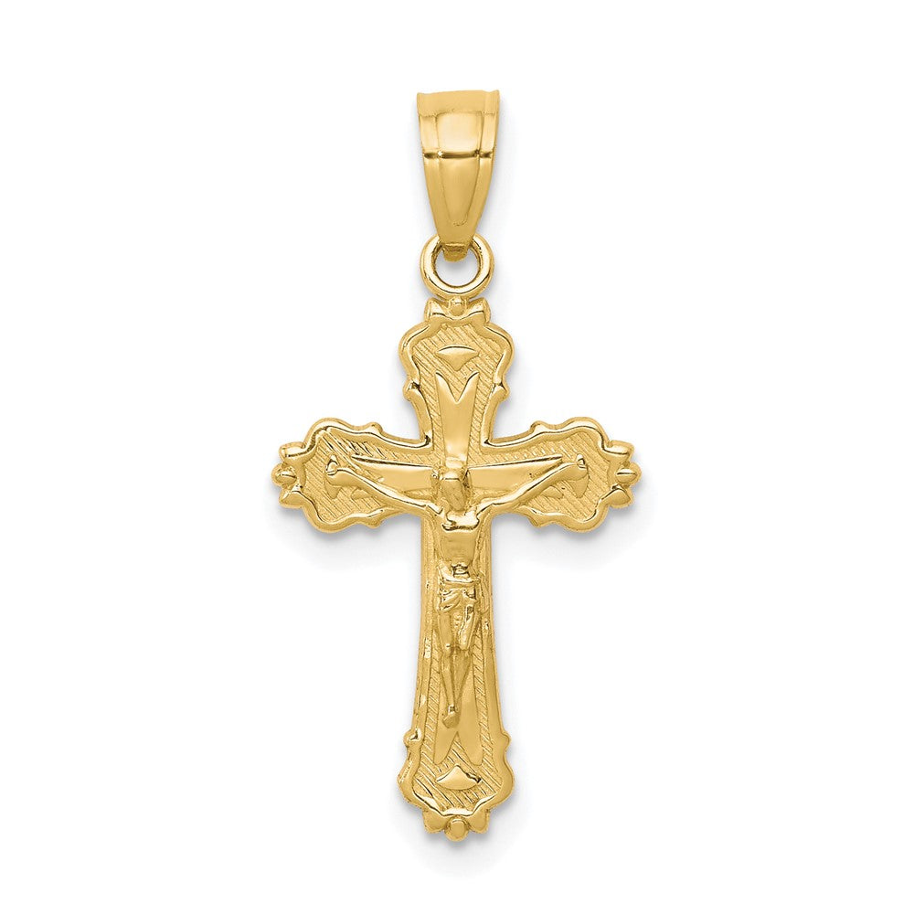10k Yellow Gold 12 mm Jesus Crucifix Pendant
