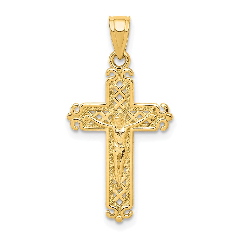 10k Yellow Gold 13 mm Jesus Crucifix Pendant