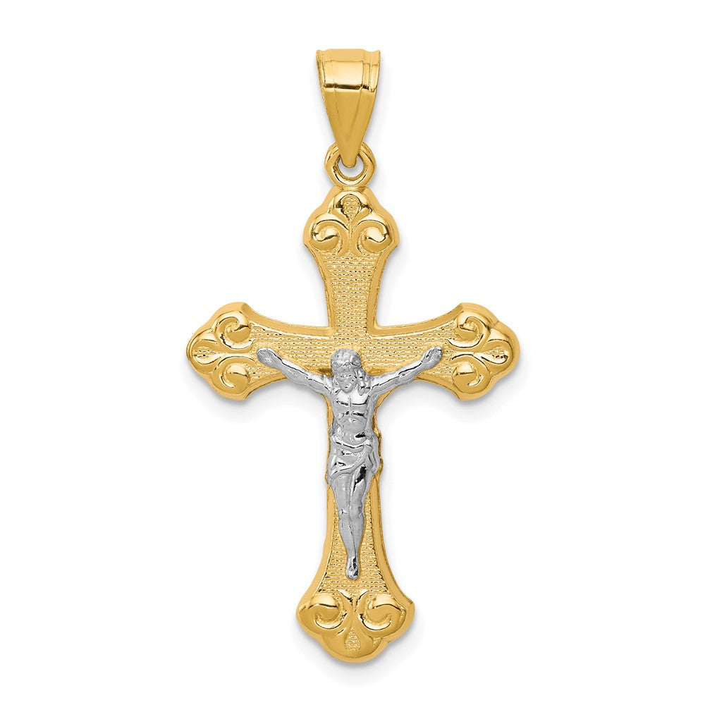 10k Yellow w/Rhodium 21 mm  Jesus Crucifix Pendant