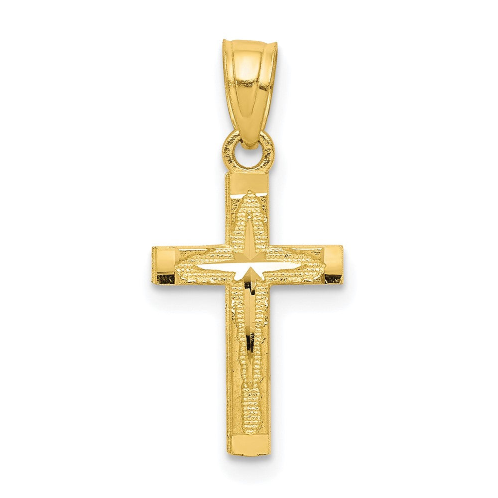 Solid 10K Yellow Gold Diamond Cut Christian Religious high quality Cross Pendant