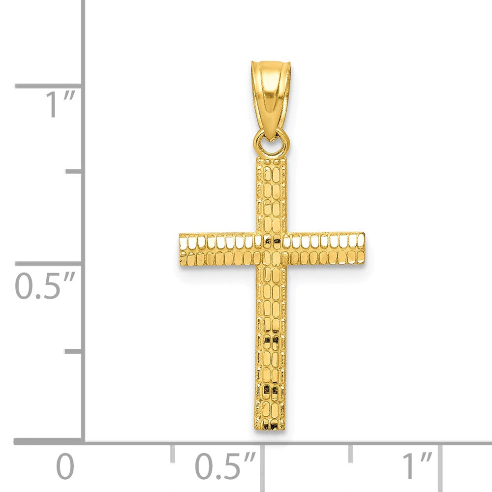 10k Yellow Gold 15 mm Diamond-Cut Cross Pendant (0.59 grams)
