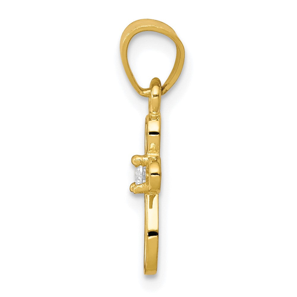 10k Yellow Gold 11 mm Small CZ Cubic Zirconia Cross Pendant (0.41 grams)