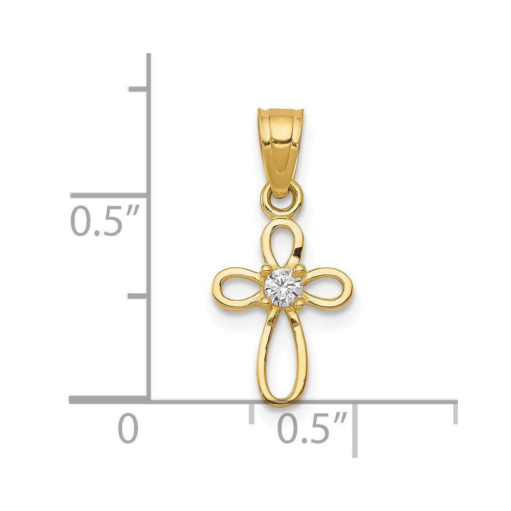 10k Yellow Gold 11 mm Small CZ Cubic Zirconia Cross Pendant (0.41 grams)