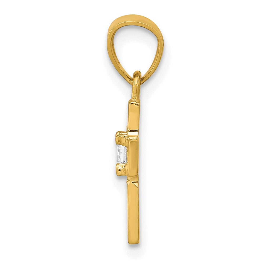 10k Yellow Gold 11 mm Small CZ Cubic Zirconia Cross Pendant (0.47 grams)