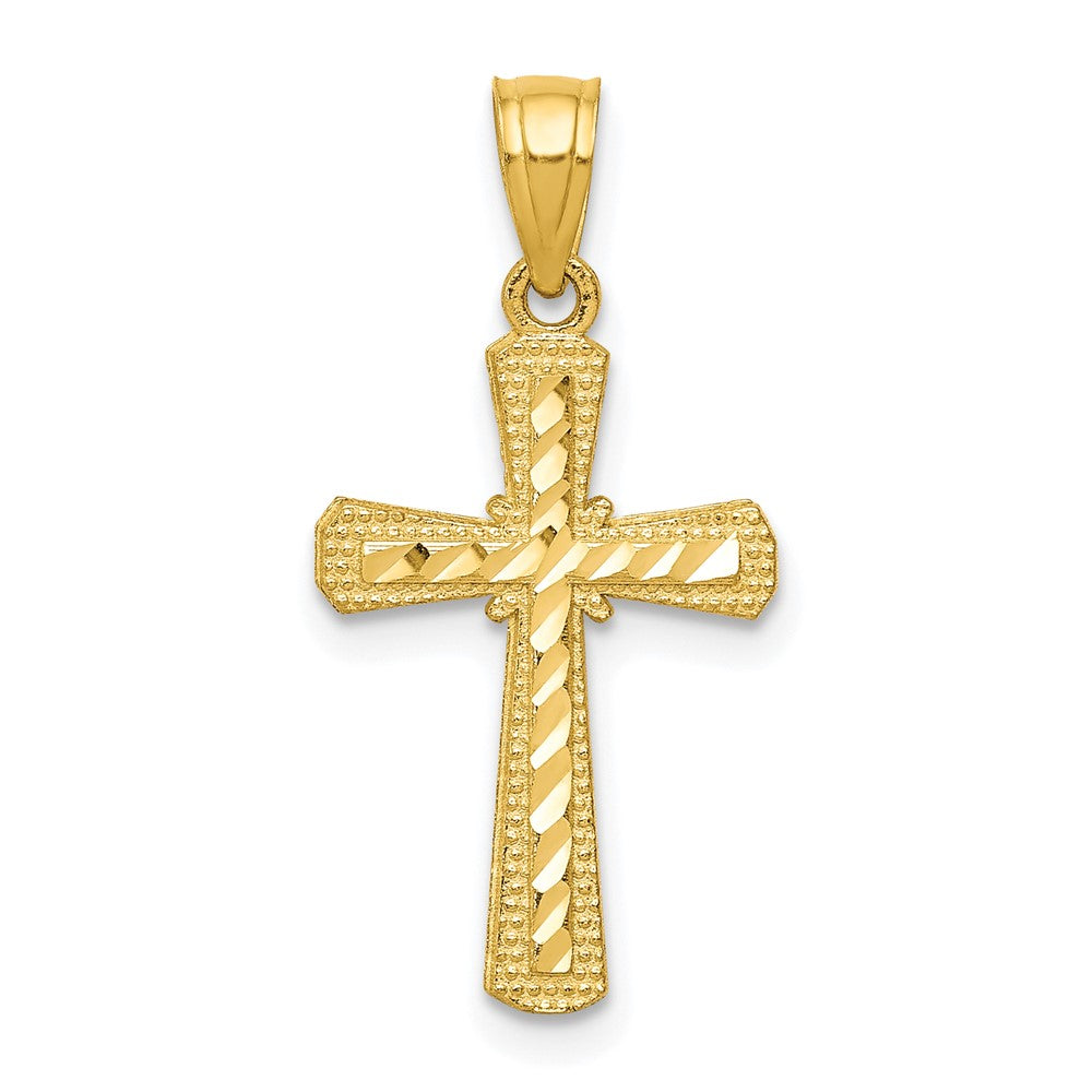10k Yellow Gold 11 mm Diamond-Cut Cross Pendant (0.69 grams)