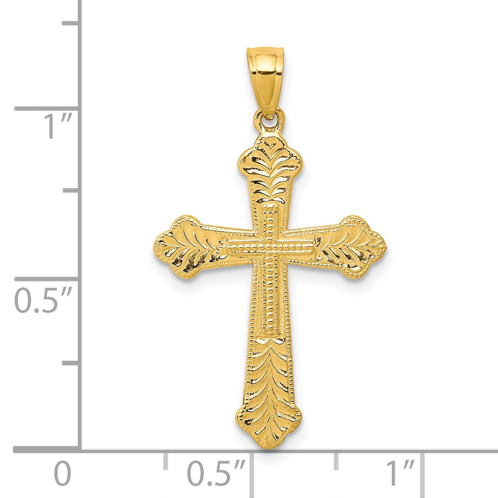 10k Yellow Gold 21 mm Budded Cross Pendant (1.21 grams)