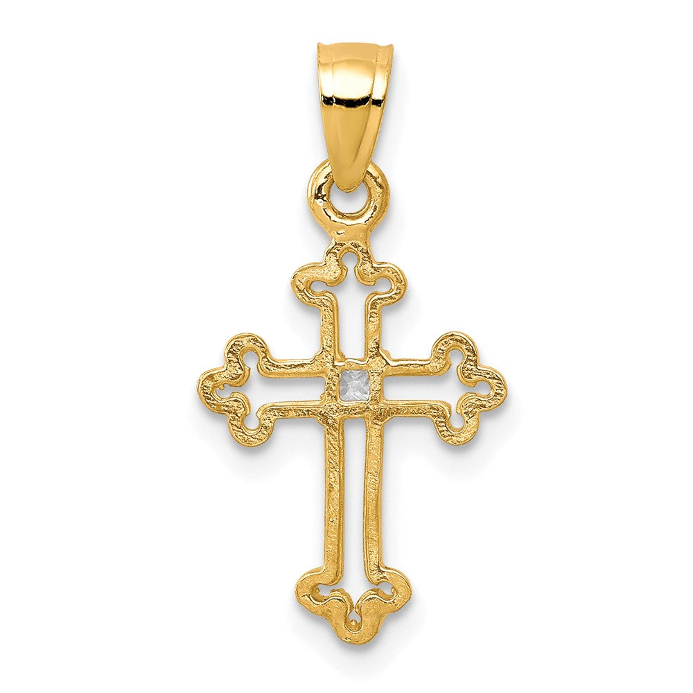10k Yellow Gold 11 mm Small CZ Cubic Zirconia Cross Pendant (0.6 grams)