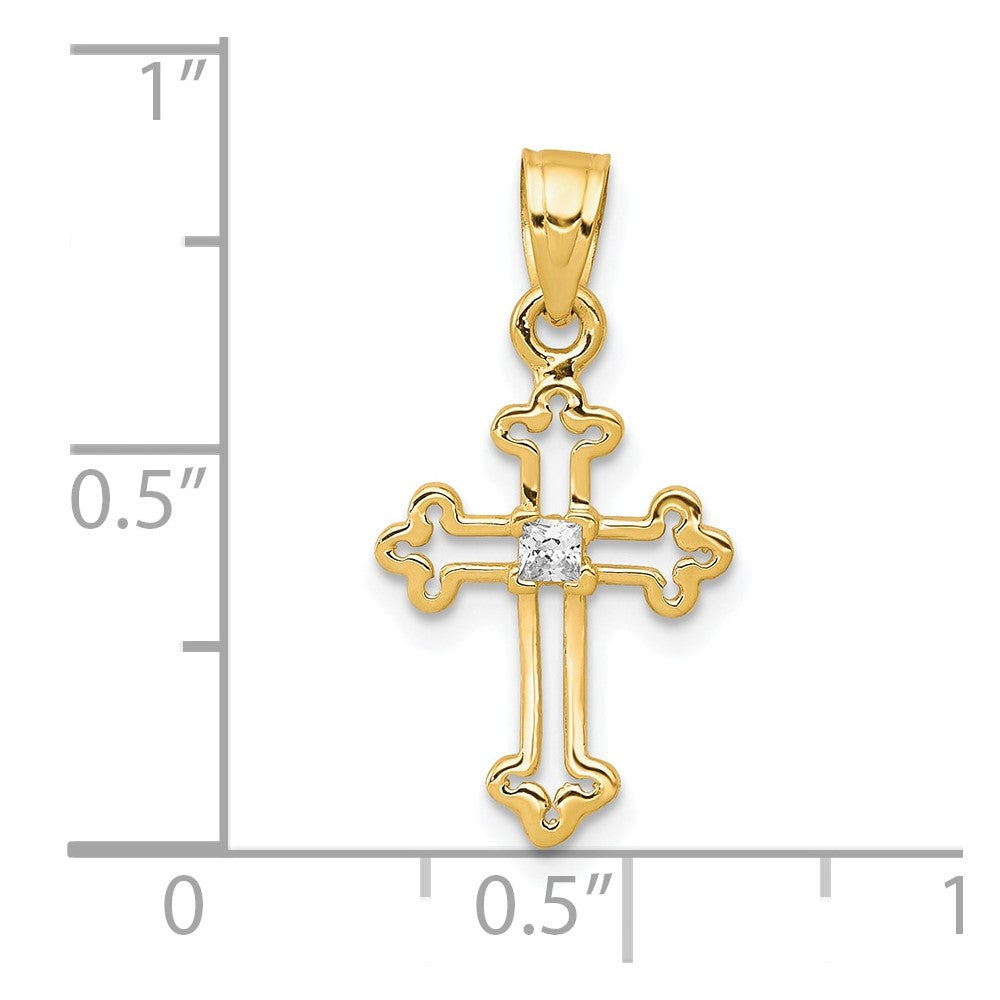 10k Yellow Gold 11 mm Small CZ Cubic Zirconia Cross Pendant (0.6 grams)